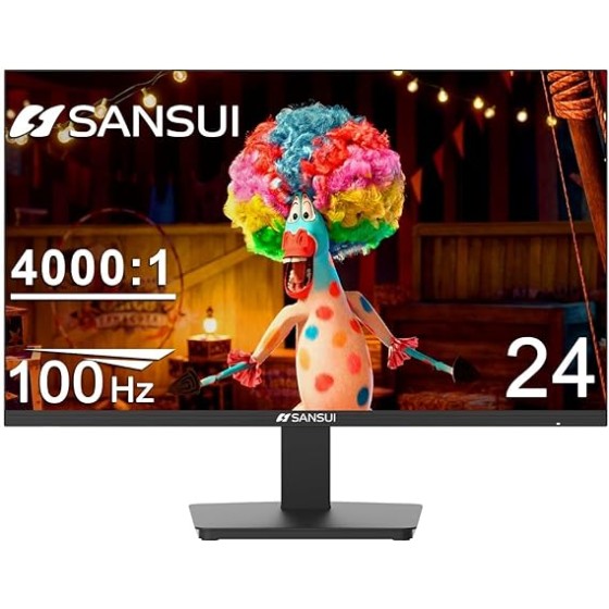 SANSUI Monitor 24 inch 100Hz Computer Monitor丨FHD 1080P PC Monitor丨HDMI丨FreeSync丨HDR丨Earphone Jack丨 Ergonomic Tilt for Home and Office